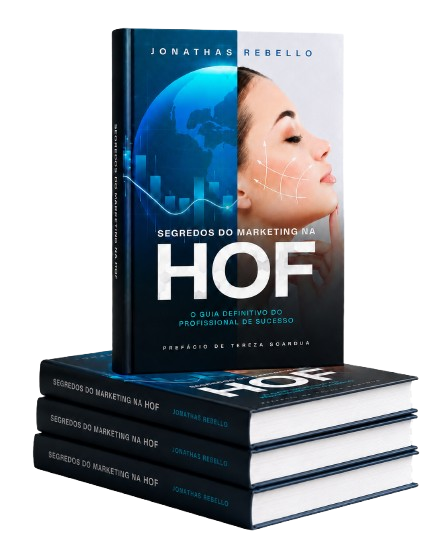 Mockup do livro Segredos do Marketing na HOF, de Jonathas Rebello